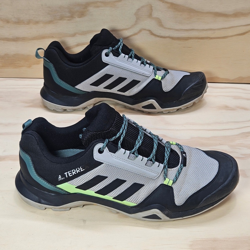 Adidas Terrex AX3 Men 13 Grey Black Signal Green Hiking Shoes FW9452